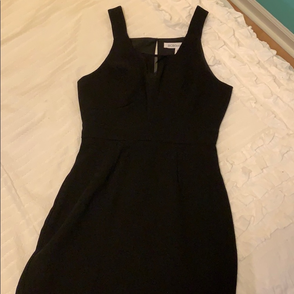 BCBGeneration Mesh Illusion V-Neck Mini Dress